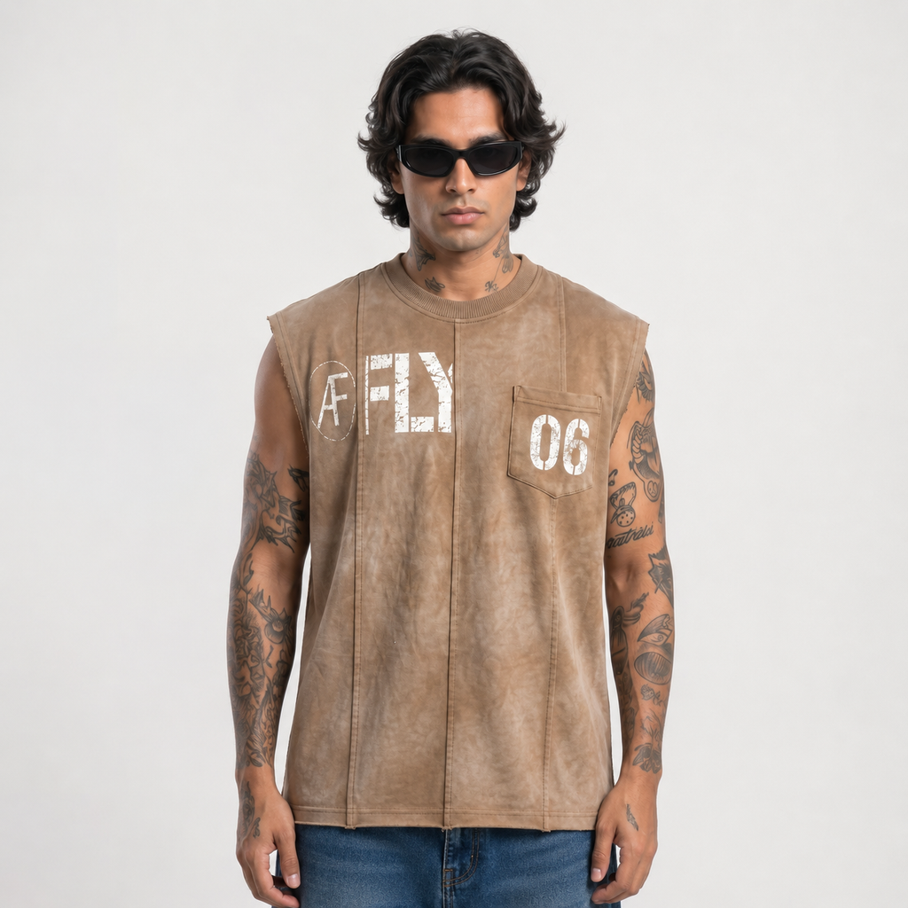 AF FLY Distressed Vest Beige