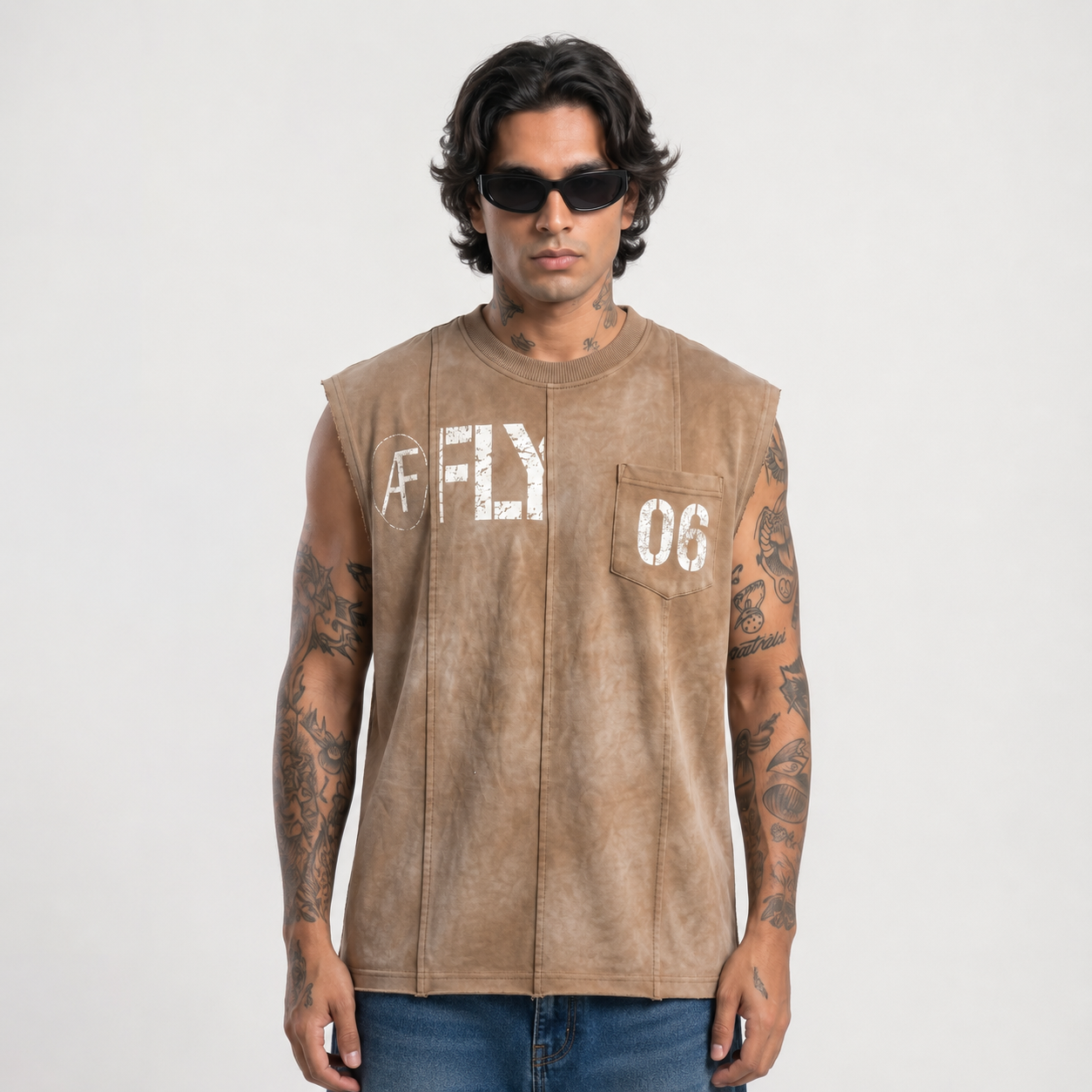AF FLY Distressed Vest Beige