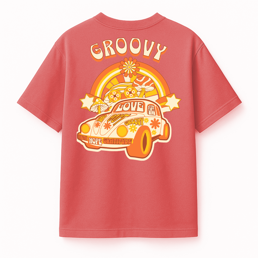 Groovy peach puff t-shirt