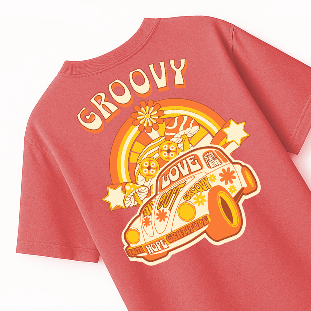 Groovy peach puff t-shirt