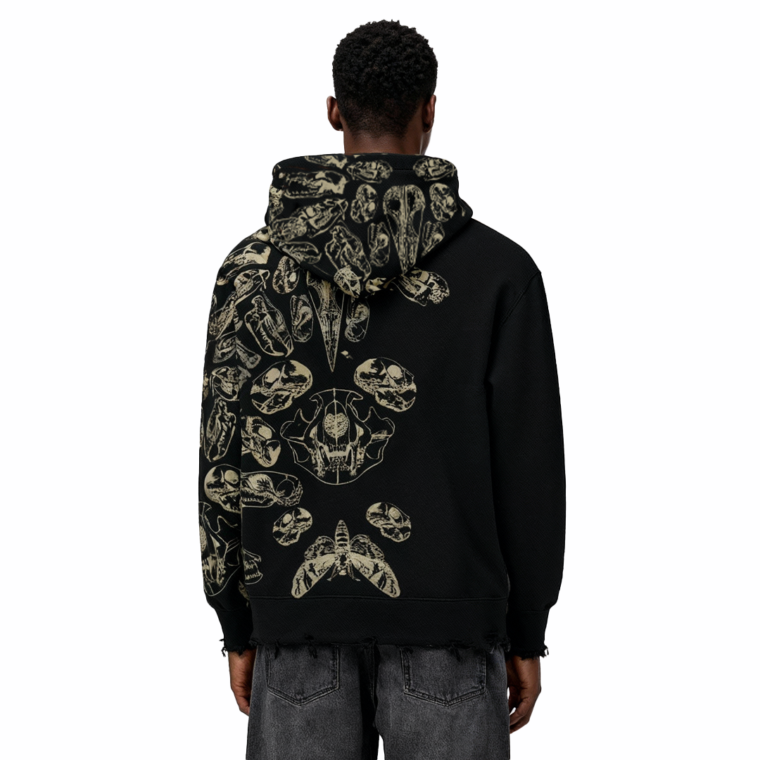 FRACTURED PULSE ZIPPER HOODIE (BLACK)