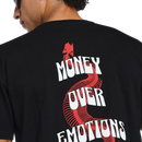 Money over emotions black puff t-shirt