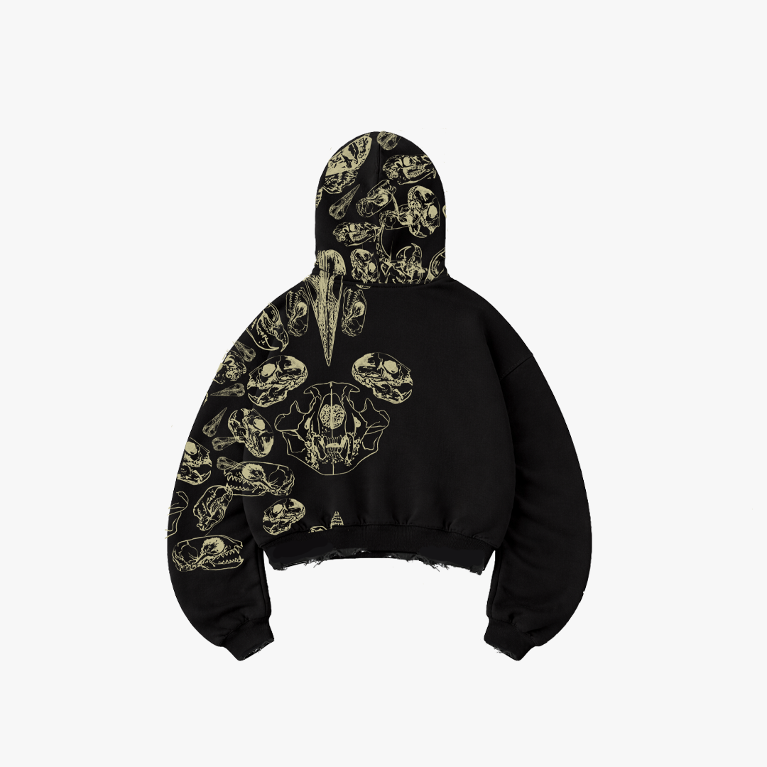 FRACTURED PULSE ZIPPER HOODIE (BLACK)
