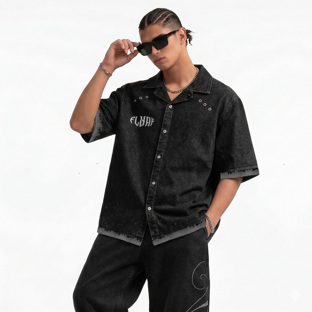 BLACK ADVISORY DENIM SHIRT