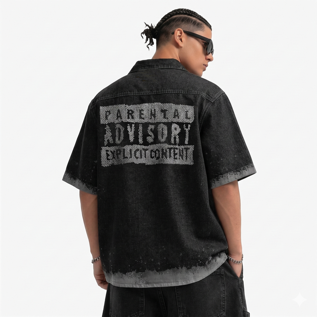 BLACK ADVISORY DENIM SHIRT