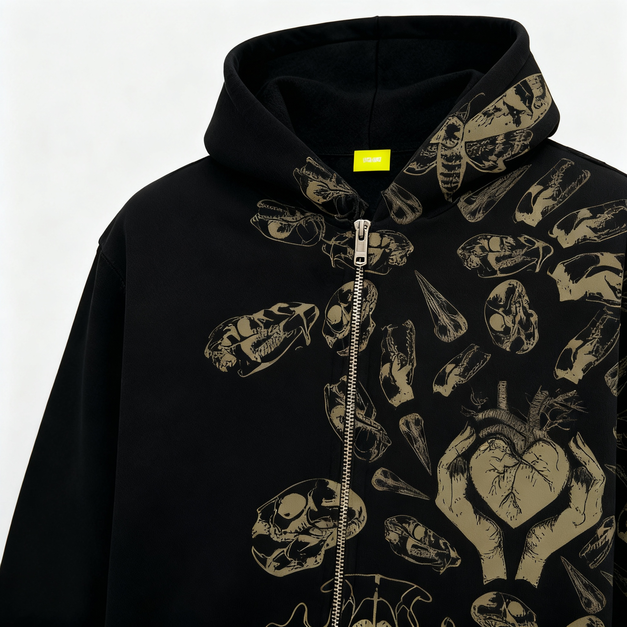 FRACTURED PULSE ZIPPER HOODIE (BLACK)