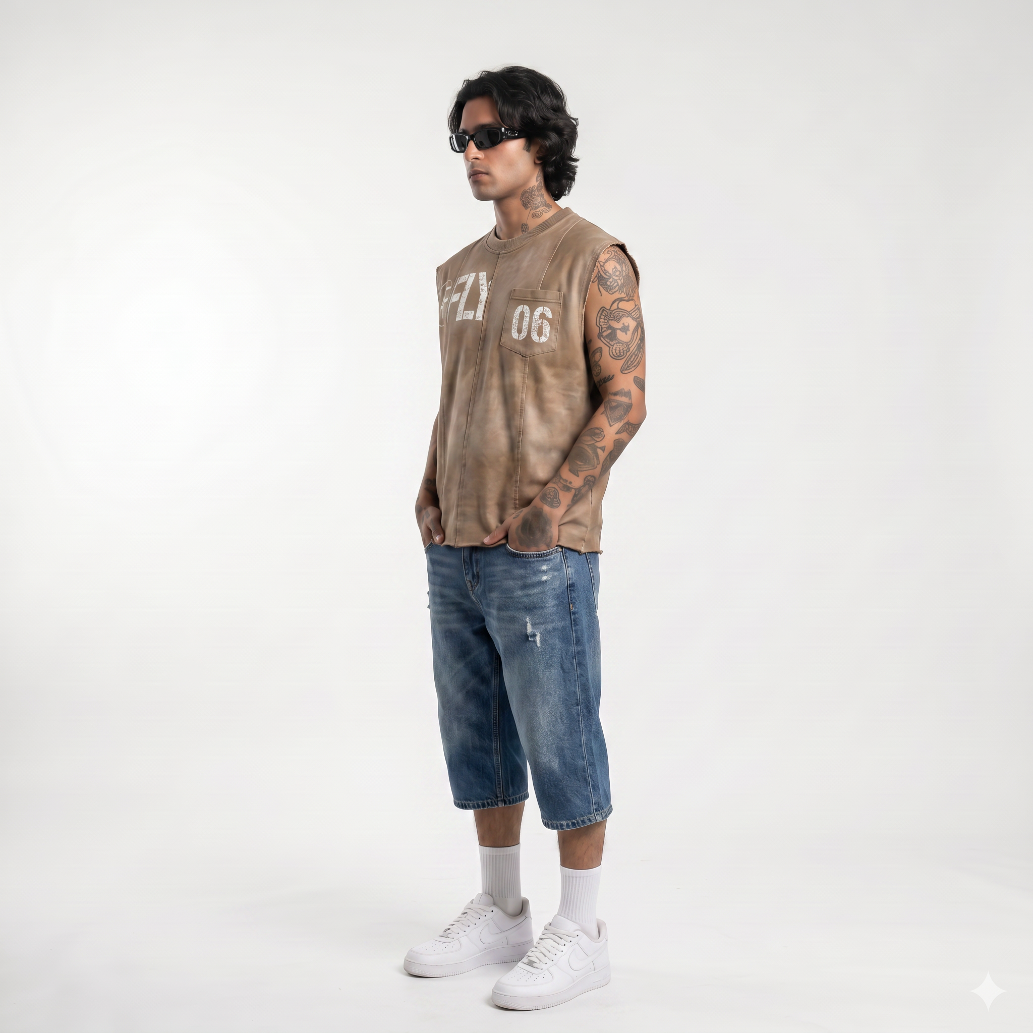 AF FLY Distressed Vest Beige
