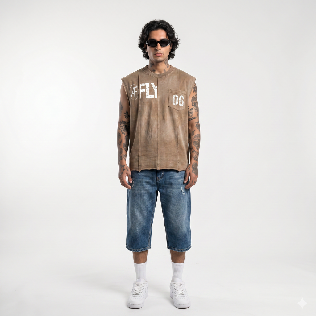 AF FLY Distressed Vest Beige
