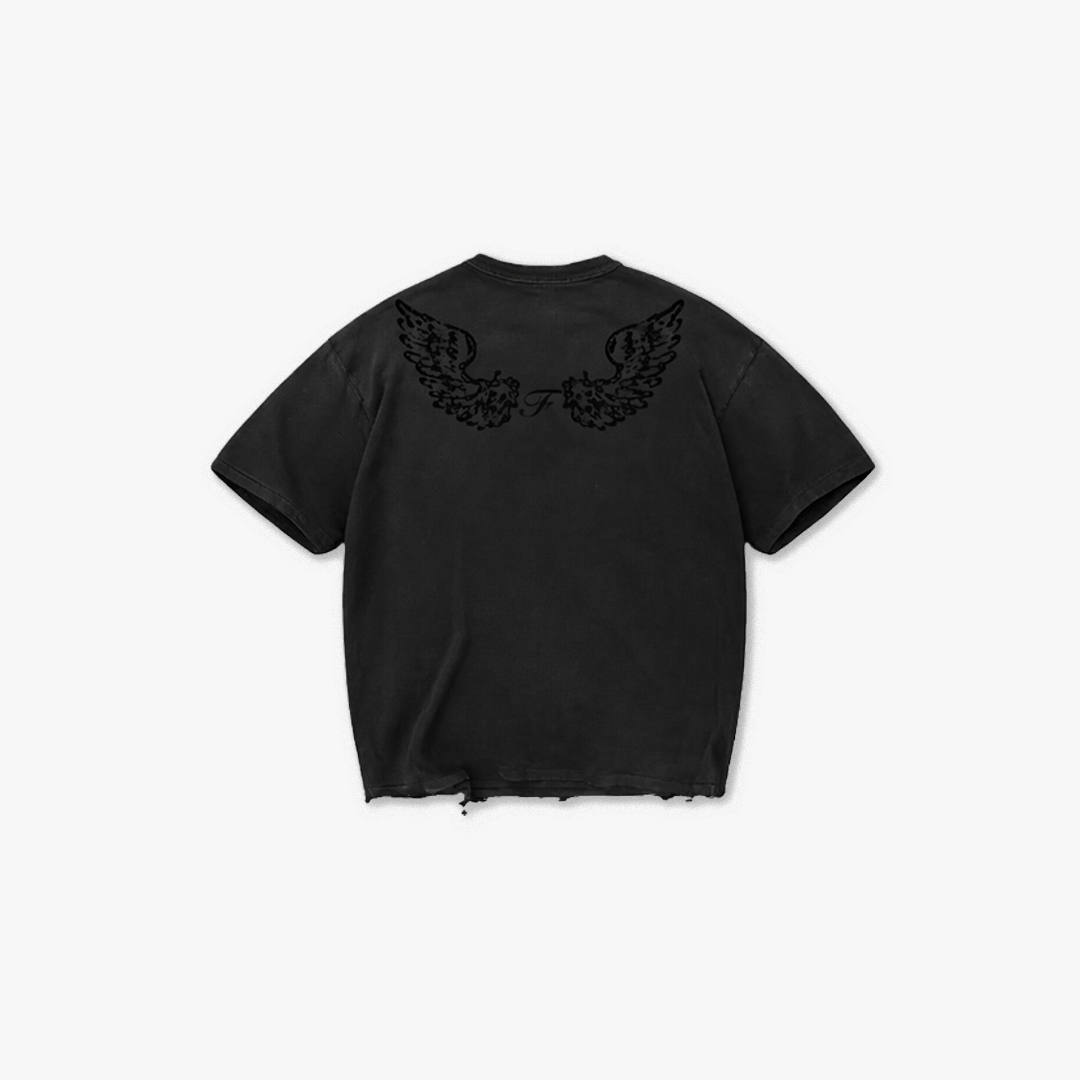 CHARCOAL WING TEE